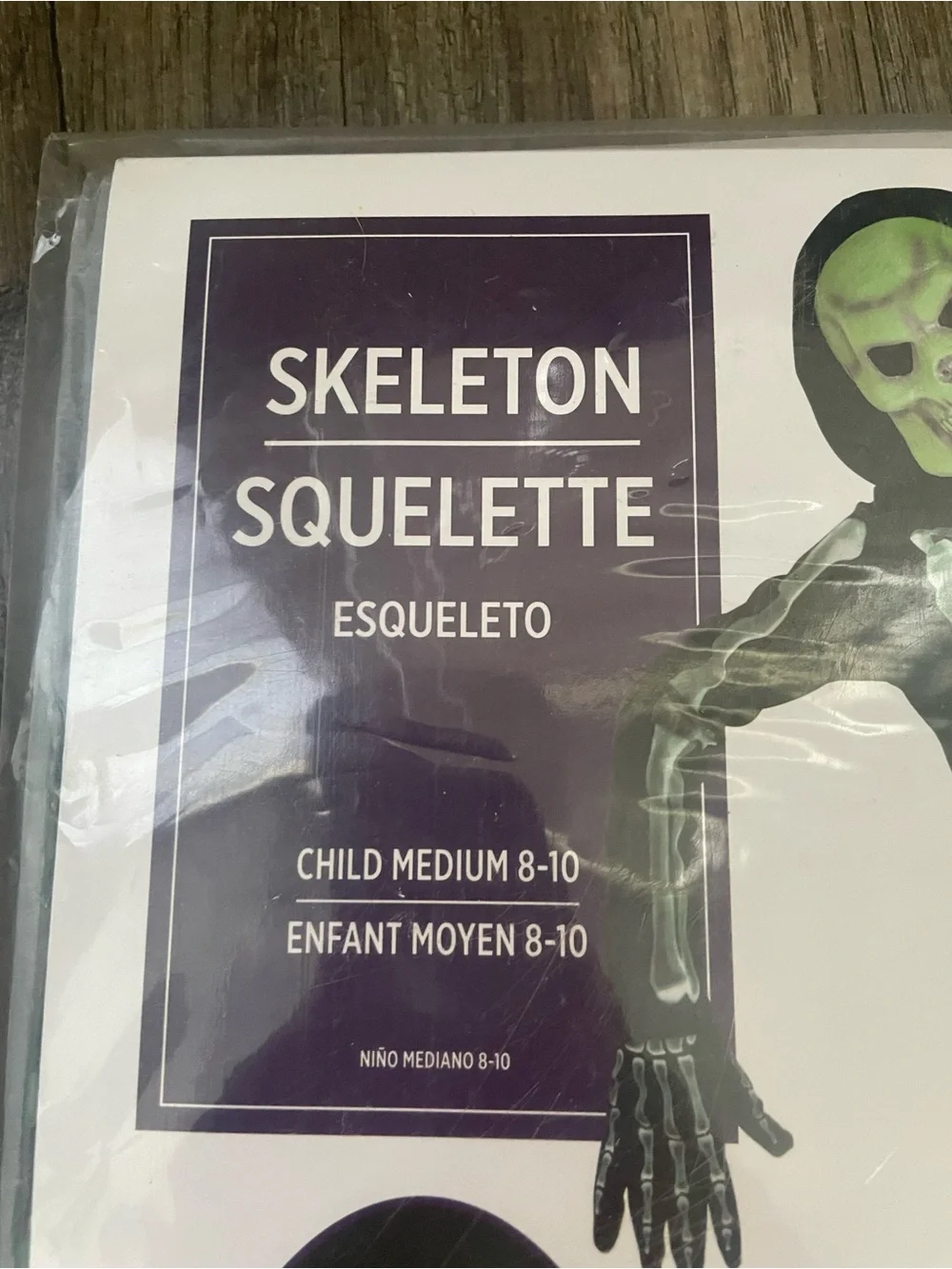 NWT Glow-in-the-Dark Skeleton Kids Costume - Black and Green Halloween Dress Up